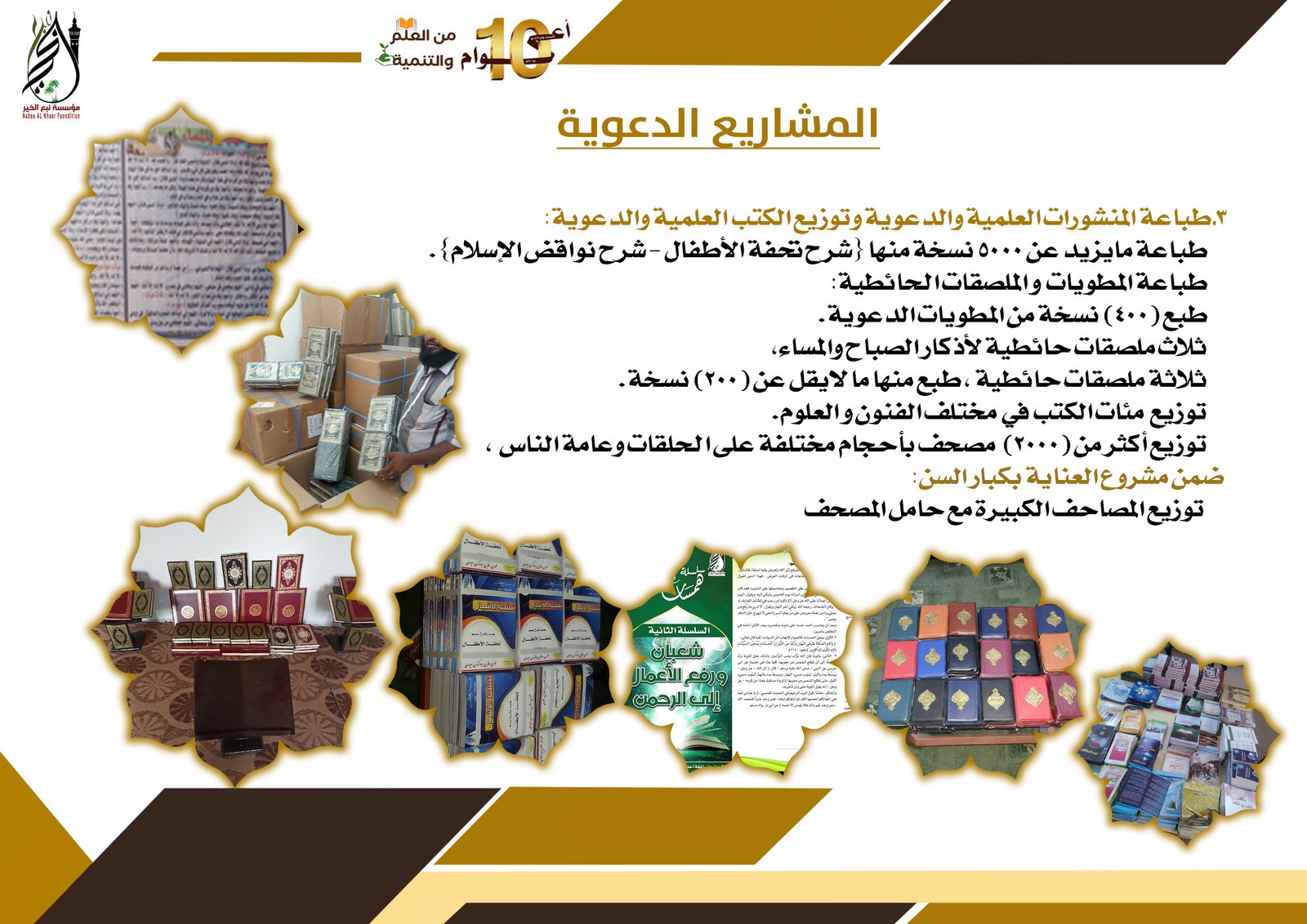 طباعة المنشورات العلمية والدعوية وتوزيع الكتب العلمية والدعوية